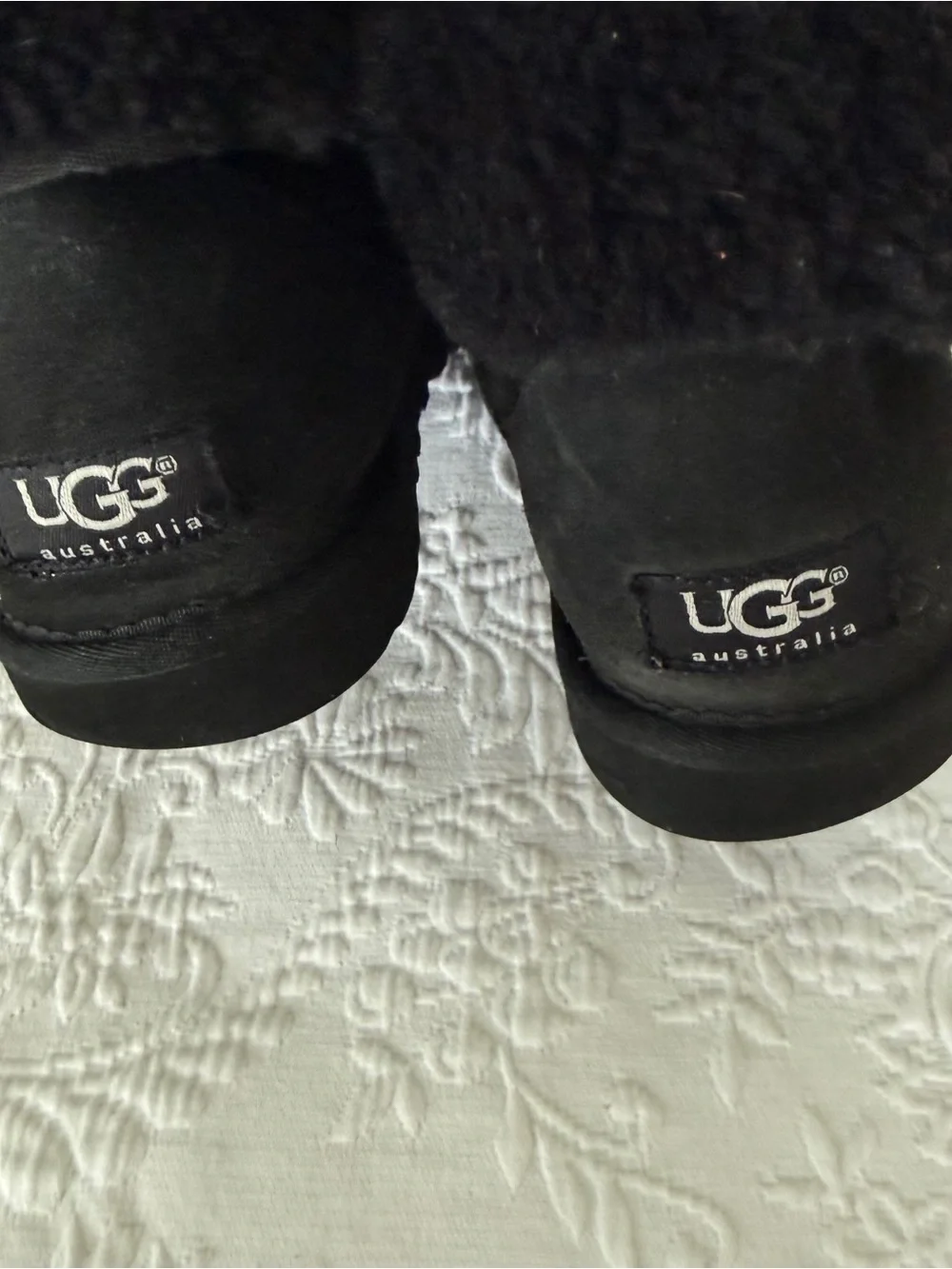 UGG Black Fur Trim Shearling Winter Boots size 6